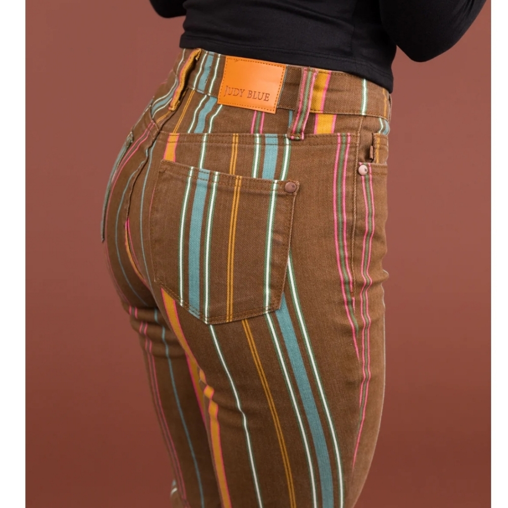 Judy blue jeans sepia mid rise striped . Size 27